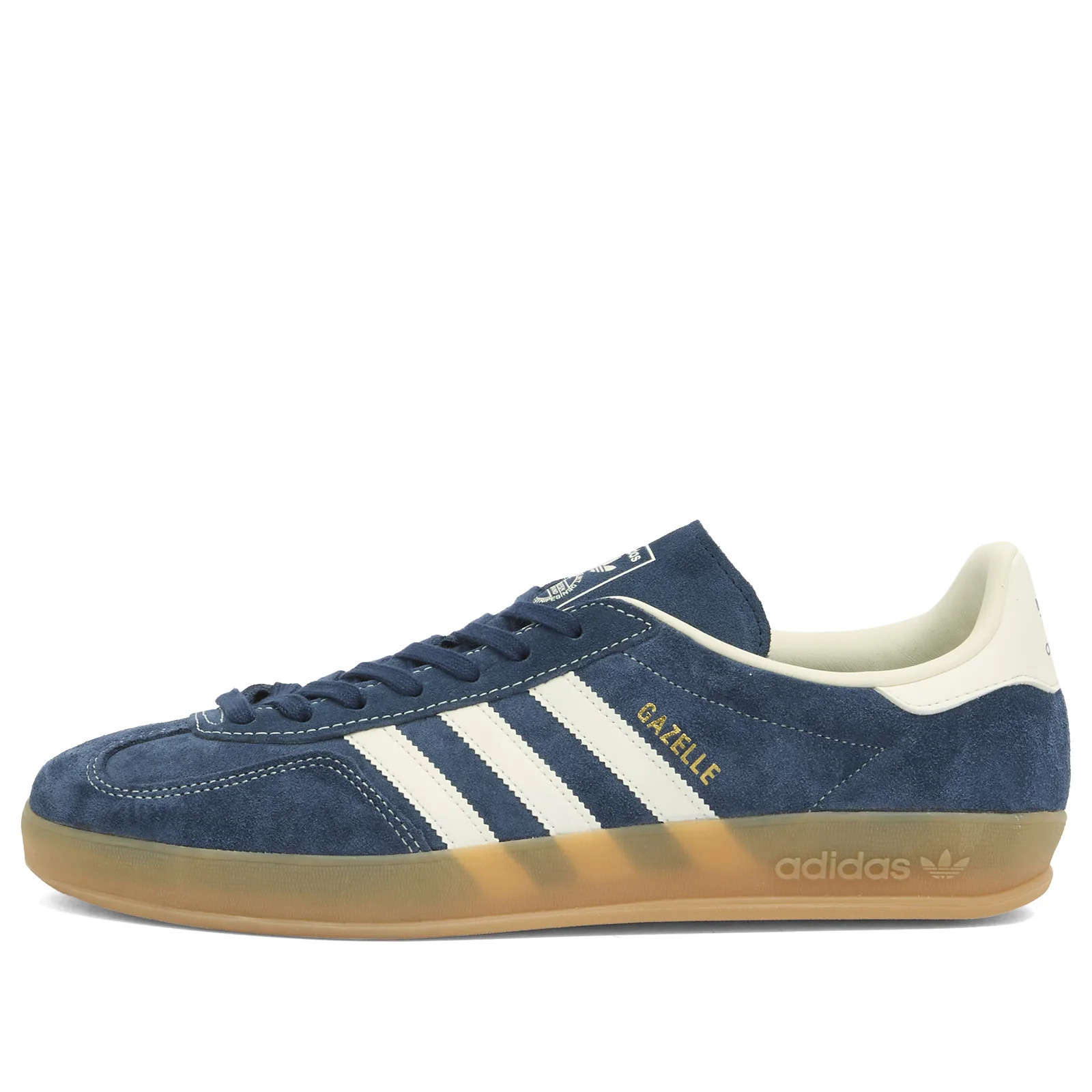 Adidas Gazelle Indoor Sneaker in Night Indigo/Off White/Gold, Size UK 5.5 | END. Clothing