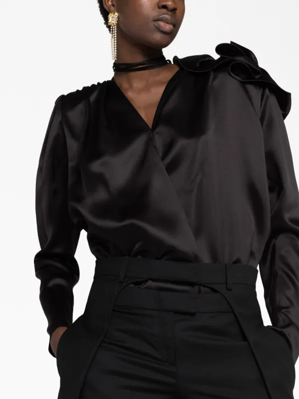 Magda Butrym Detachable floral-appliqué Silk Blouse - Farfetch | Farfetch Global