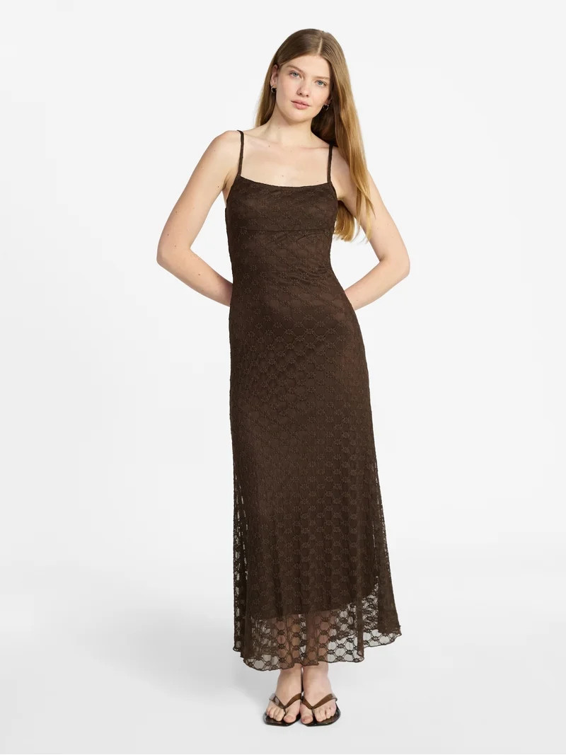 No Boundaries Lace Cami Maxi Dress, Women's XXS-XXL | Walmart (US)