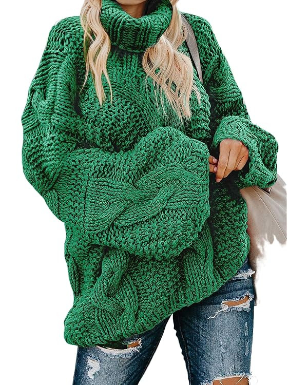 Dokotoo Womens Turtle Neck Sweater Fashion 2025 Loose Casual Cozy Chunky Pullover Tops | Amazon (US)