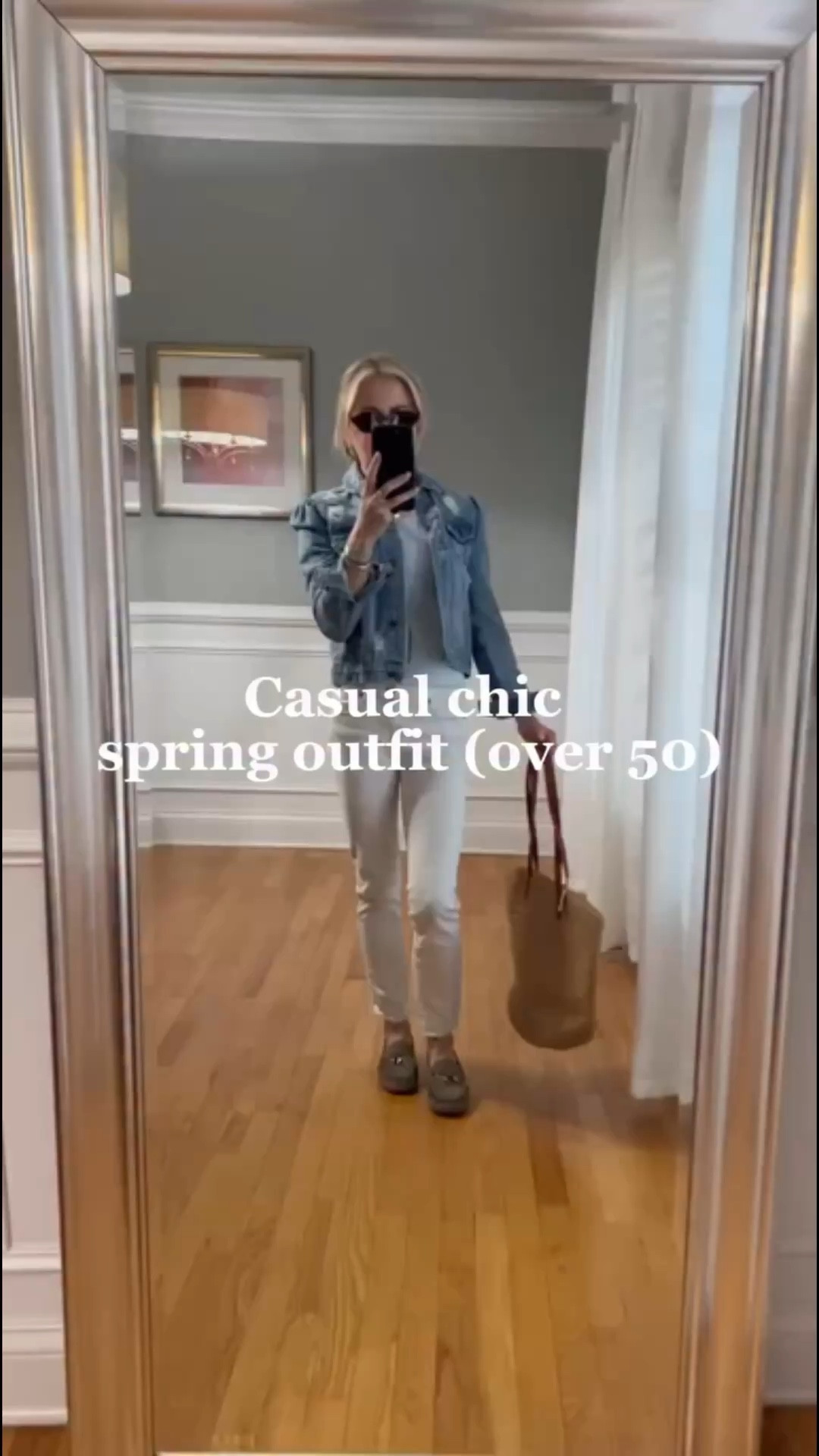 Effortless spring look 🤍
Simple pieces that always feel polished

• Straight white pants @paige 
• Soft loafers @thefryecompany 
• Lightweight knit (baby blue) @target 
• Denim jacket 
• Necklace @amazon
• Straw bag @thegap

Everything linked in my bio #fashionanyage #womenover50 #womenover50 #springoutfit out