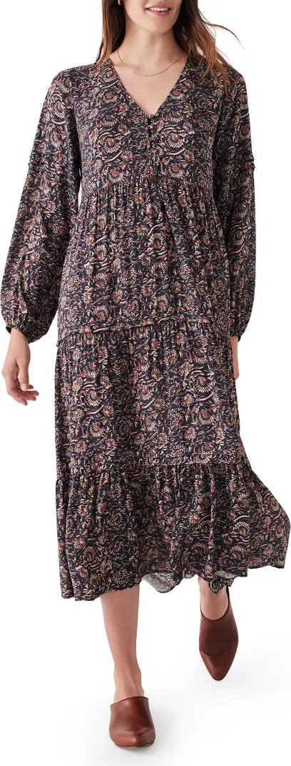 Faherty Isabella Floral Block Long Sleeve Midi Dress | Nordstrom | Nordstrom