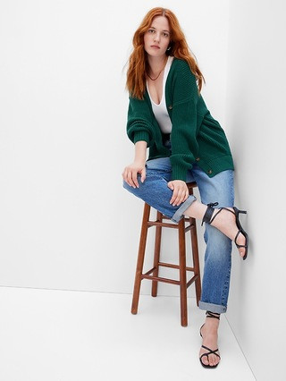 Shaker-Stitch Boyfriend Cardigan | Gap (US)