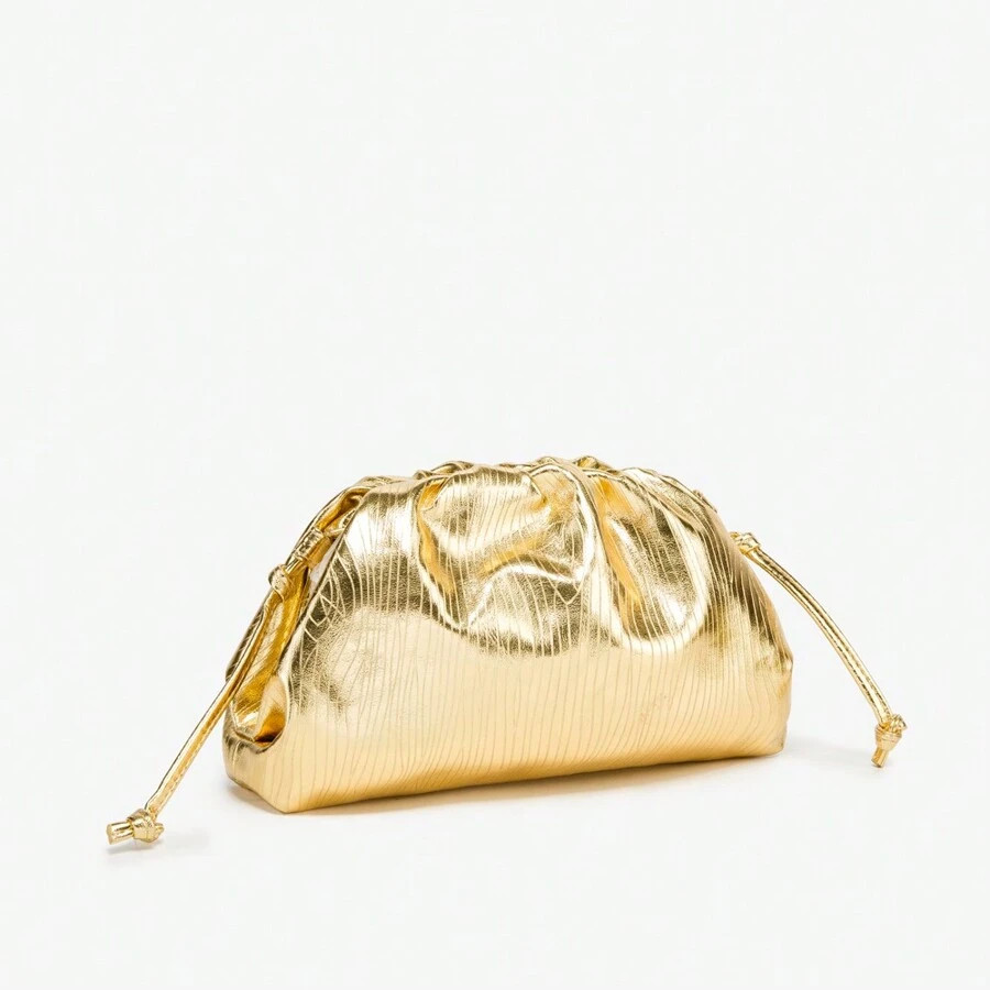 Metallic Pattern Women Shoulder Bag Designer Crossbody Bag Pleated Clutch Evening Bag, Funky, Pun... | SHEIN