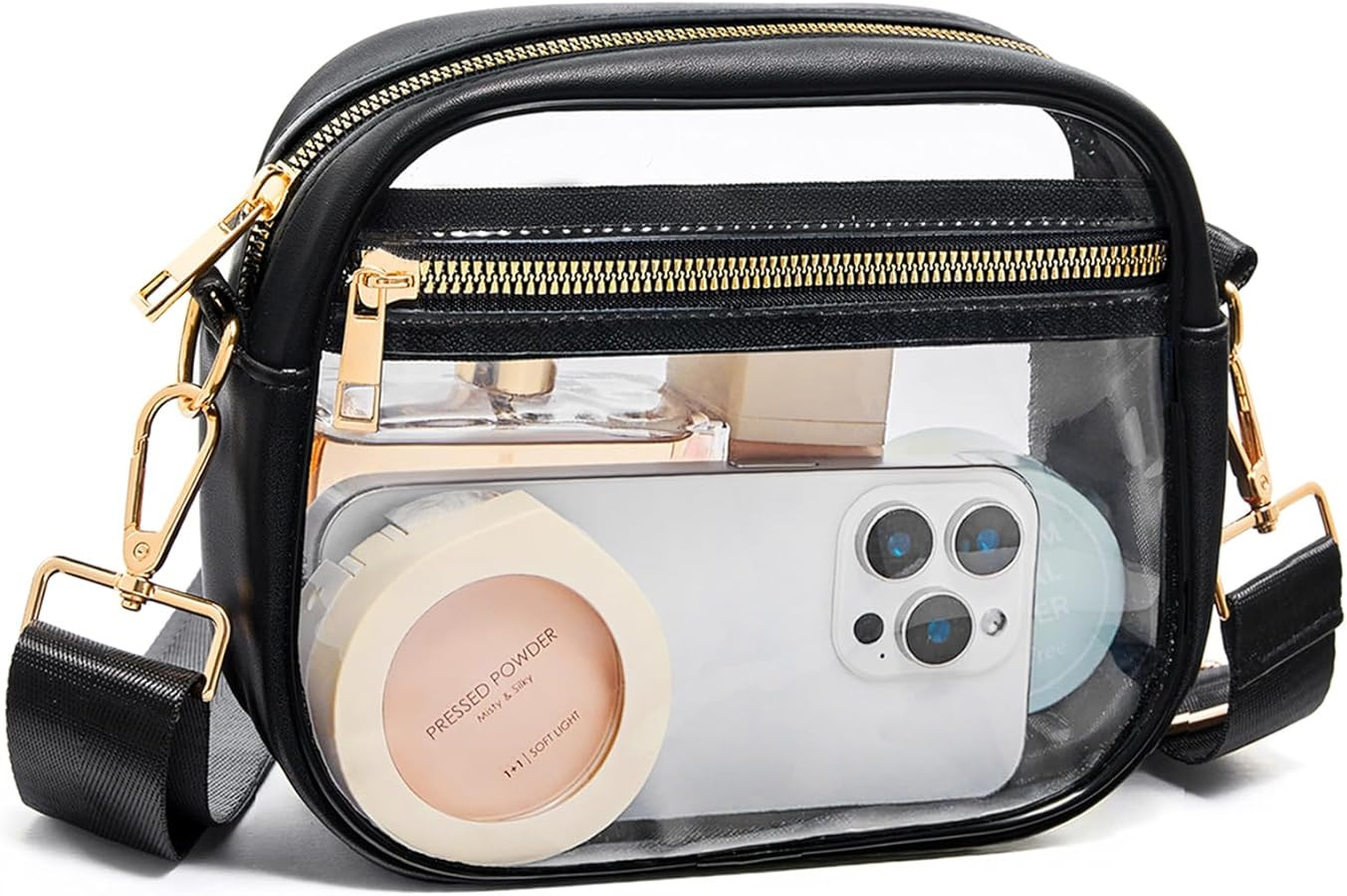 Fibrdoo Clear Bag Stadium Approved, Leather Clear Crossbody Purse Bag for Concerts Sports Events ... | Amazon (US)