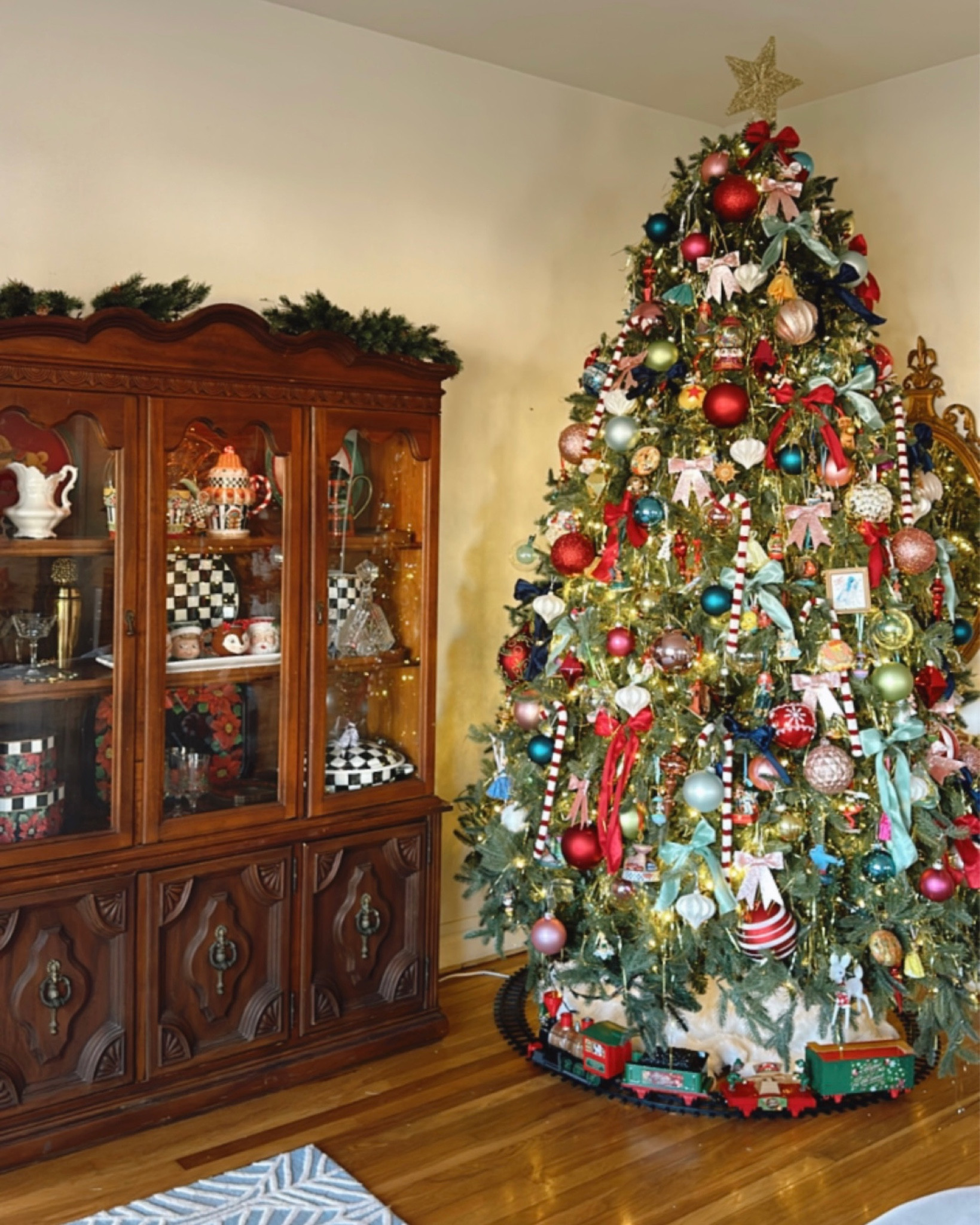 Gold Tinsel + Velvet Ribbon Christmas Tree. 

#LTKSeasonal #LTKhome #LTKHoliday