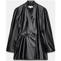 Zara - Fitted Faux Leather Blazer - Black - L - Woman | Zara US