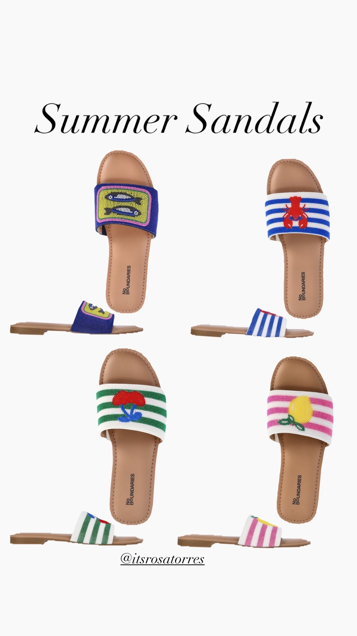 Summer Sandals they are so cute love the designs perfect to style them! Beach wear or backyard cookout or every day errands. 

#sandals #summersandals #womensandals #beachsandals #everydaysandals #walmart #lobstersandals #lemonsandals #cherrysandals #fishsandals #beadedsandals 


#LTKmomlife #LTKSeasonal #LTKgrwm