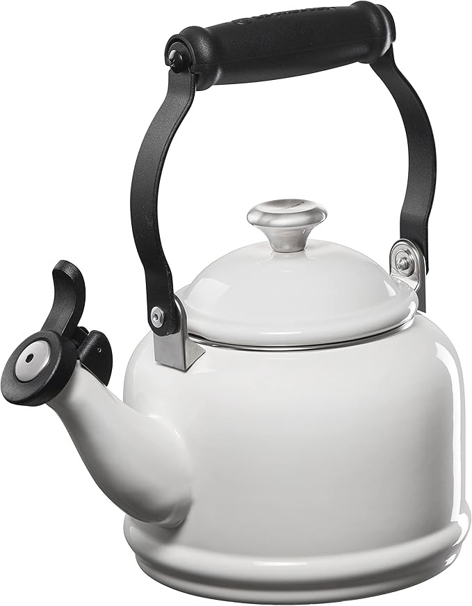 Le Creuset Enamel On Steel Demi Tea Kettle with Metal Finishes, 1.25 qt, White | Amazon (US)