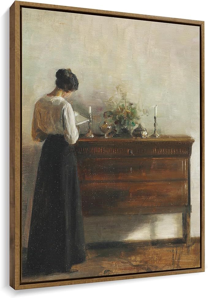 Framed Vintage Wall Decor Home Decor Interior With The Artist's Wife Standing By A Dresser Readin... | Amazon (US)