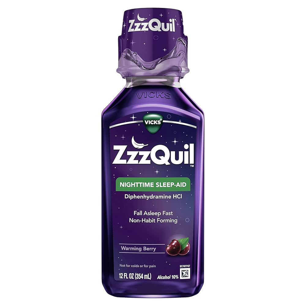 ZzzQuil, Sleep Aid, Nighttime Sleep Aid Liquid, 50 mg Diphenhydramine HCl, Fall Asleep Fast, Non-... | Amazon (US)