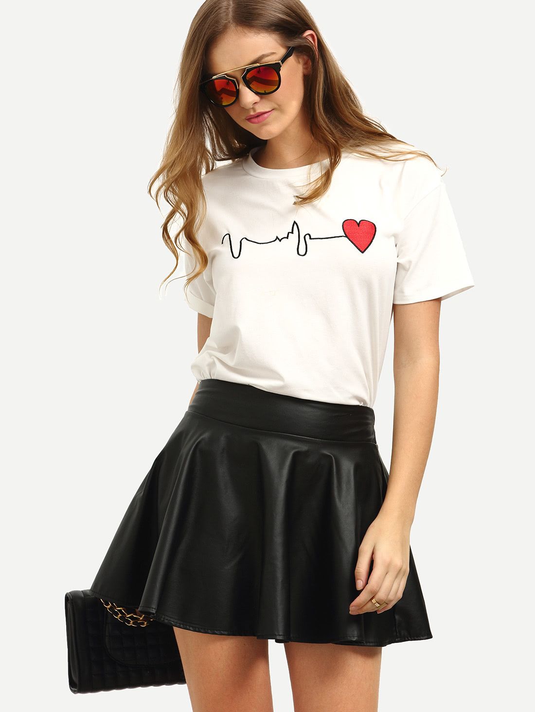 Short Sleeve Heart Print T-shirt | SHEIN