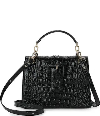 BRAHMIN Melbourne Collection Black Hallie Satchel Bag - Black | Dillard's