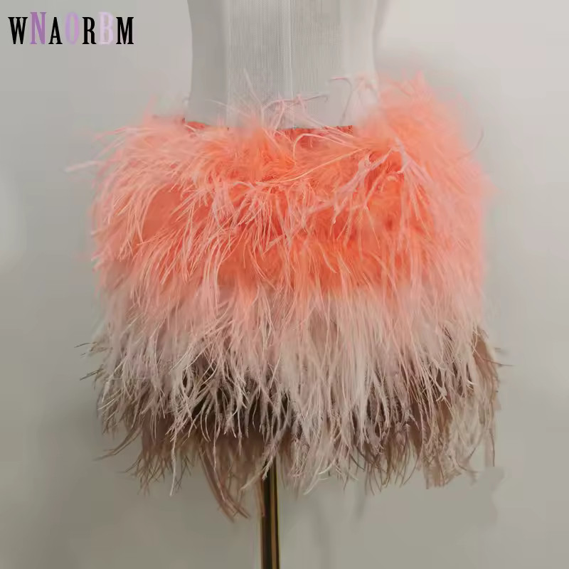 True ostrich feather Multicolor Mini Skirt Elastic Waist  Sexy Clothing Club Party Dance Rave Sho... | AliExpress (US)