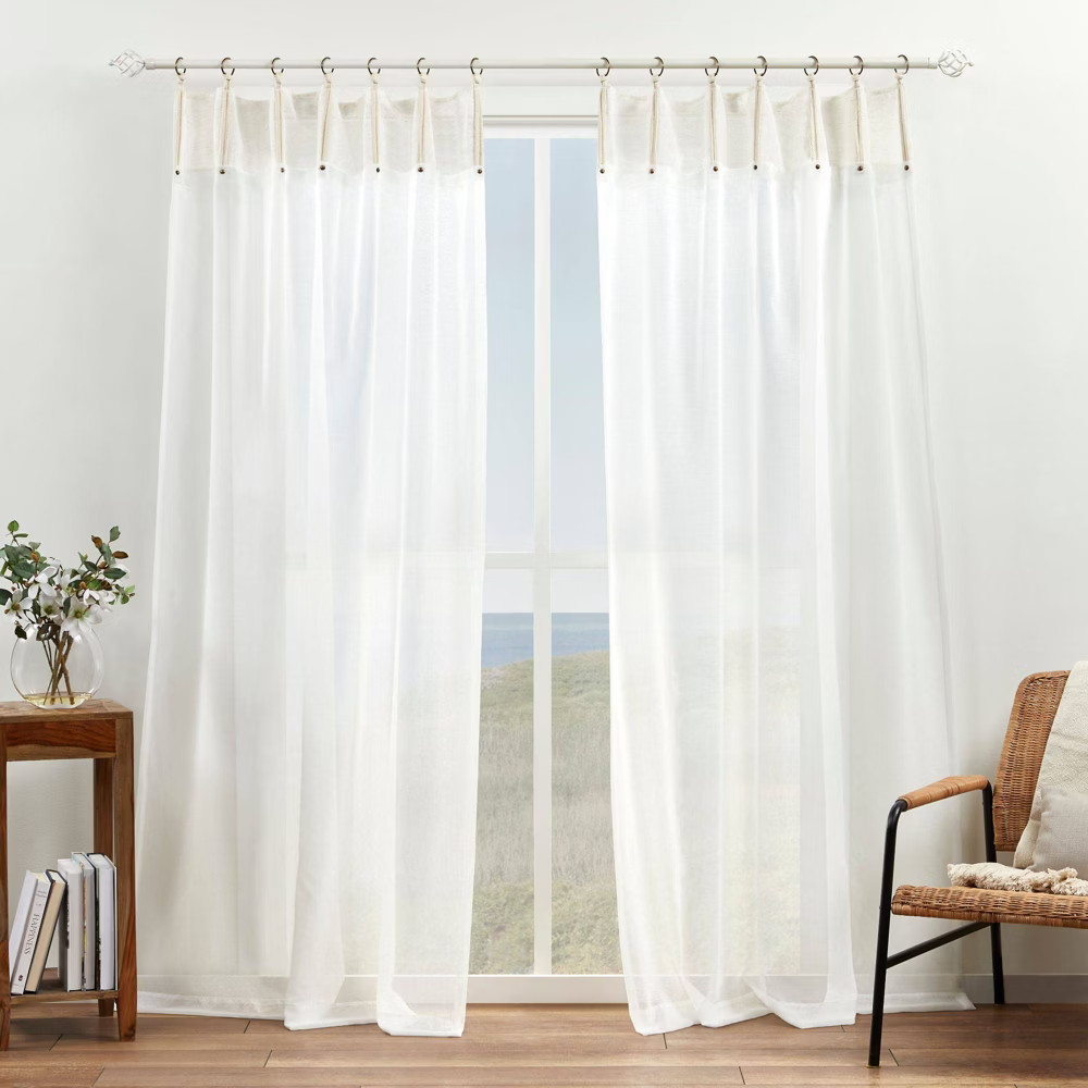 Set of 2 (96""x54"") Hawkins Bronze Ring Top Sheer Curtain Panels Natural - Exclusive Home | Target