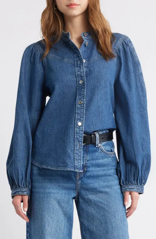 & Other Stories Denim Button-Up Shirt in Blue Medium at Nordstrom, Size 0 | Nordstrom