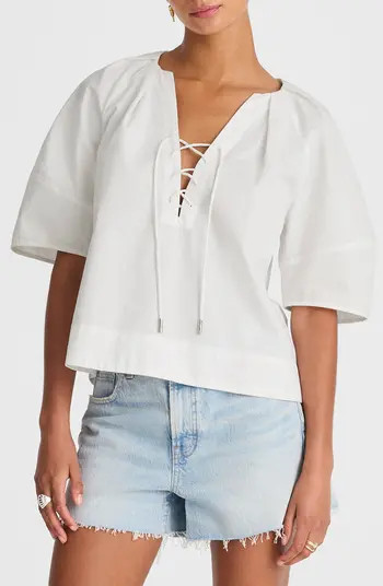 Cotton Poplin Lace-Up Top | Nordstrom Rack