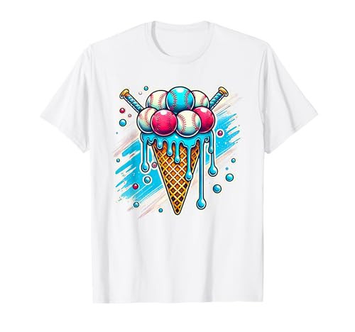 Baseball Ice Cream Watercolor Lover Ice Cream Cone Boy Youth T-Shirt | Amazon (US)