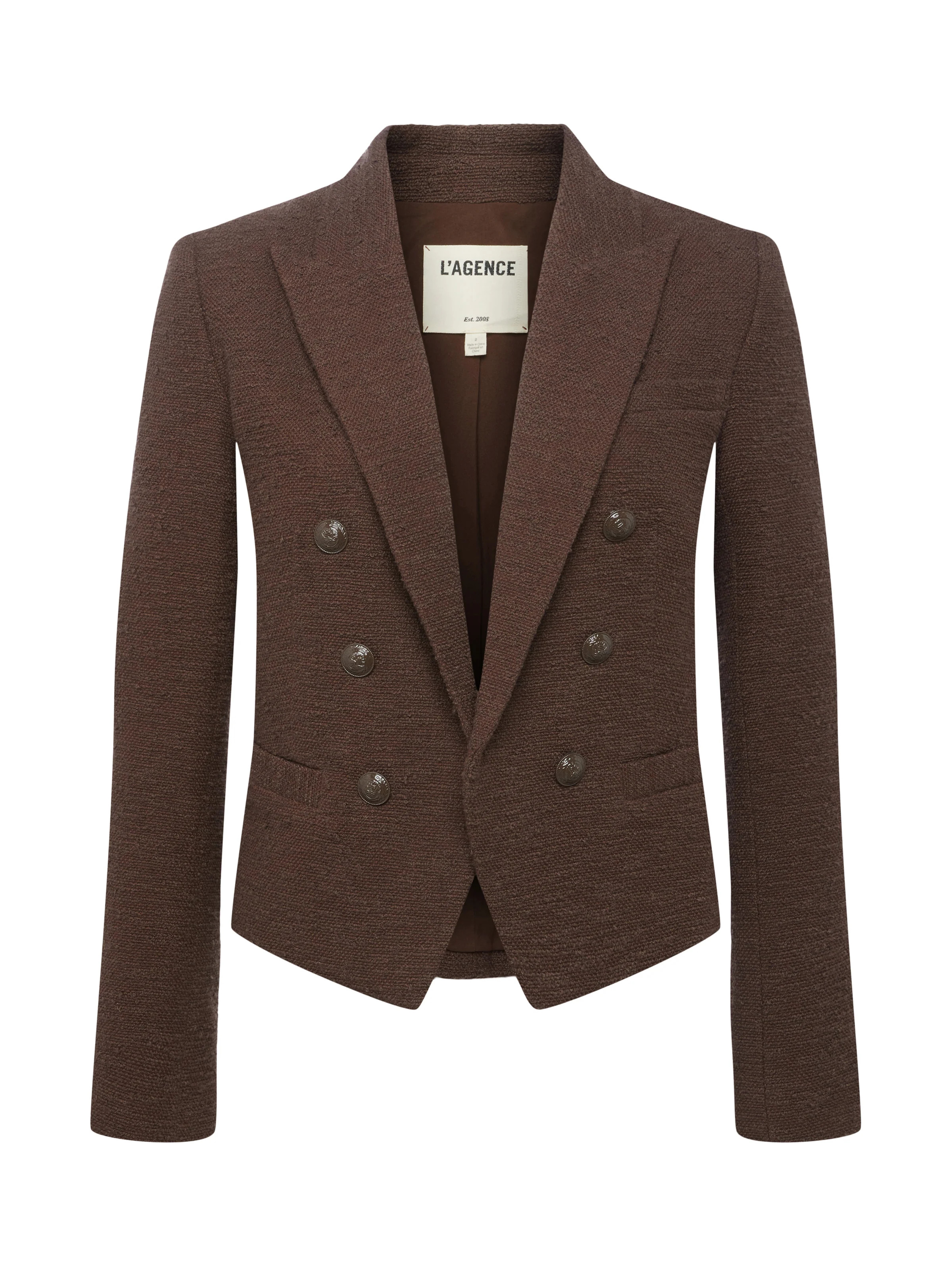 L'AGENCE Brooke Tweed Blazer In Espresso | L'Agence