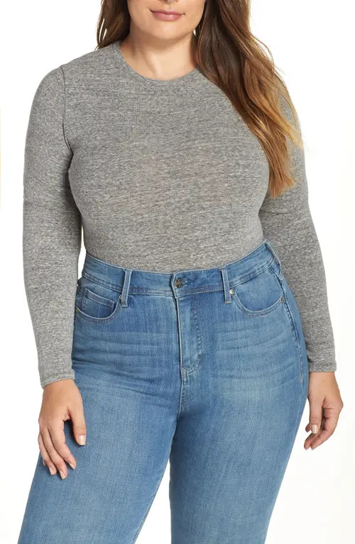 Madewell Crewneck Bodysuit in Heather Smoke at Nordstrom, Size Xx-Large | Nordstrom