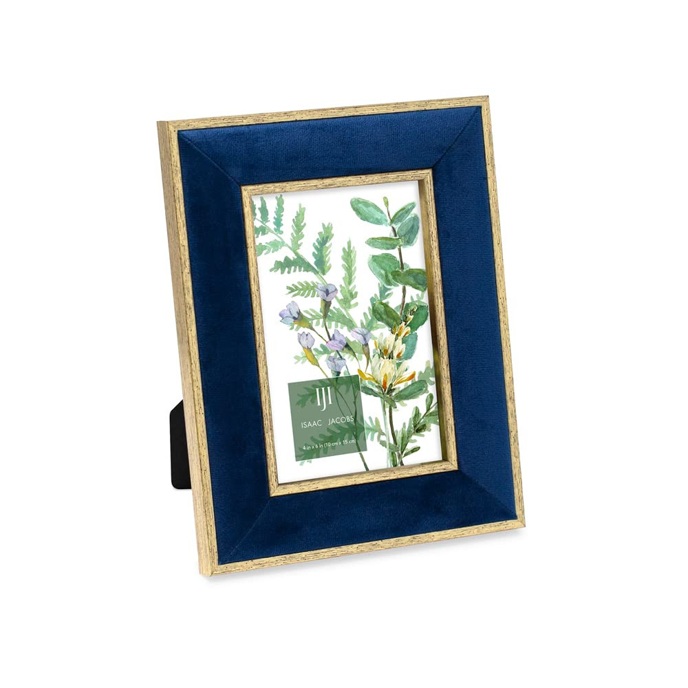 Isaac Jacobs 4x6 Navy Velvet Picture Frame with Metallic Gold Double Border, Photo Frame, Horizon... | Amazon (US)