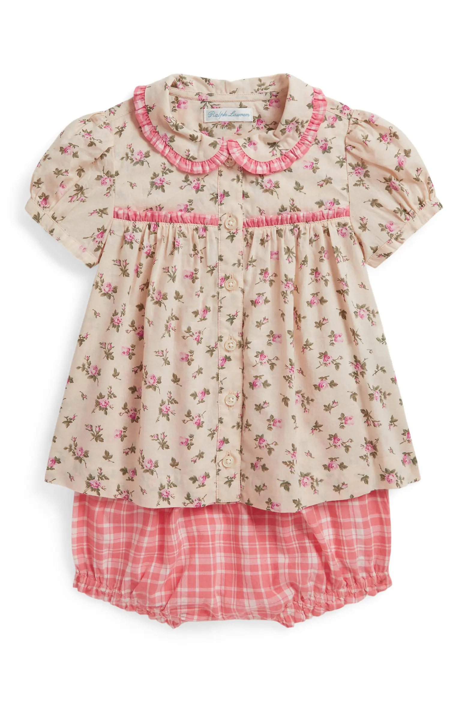 Ditsy Floral Button-Up Top & Plaid Bloomers Set (Women) | Nordstrom | Nordstrom