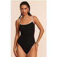 Black Crinkle Contrast Binding Strappy Swimsuit, Black | PrettyLittleThing UK