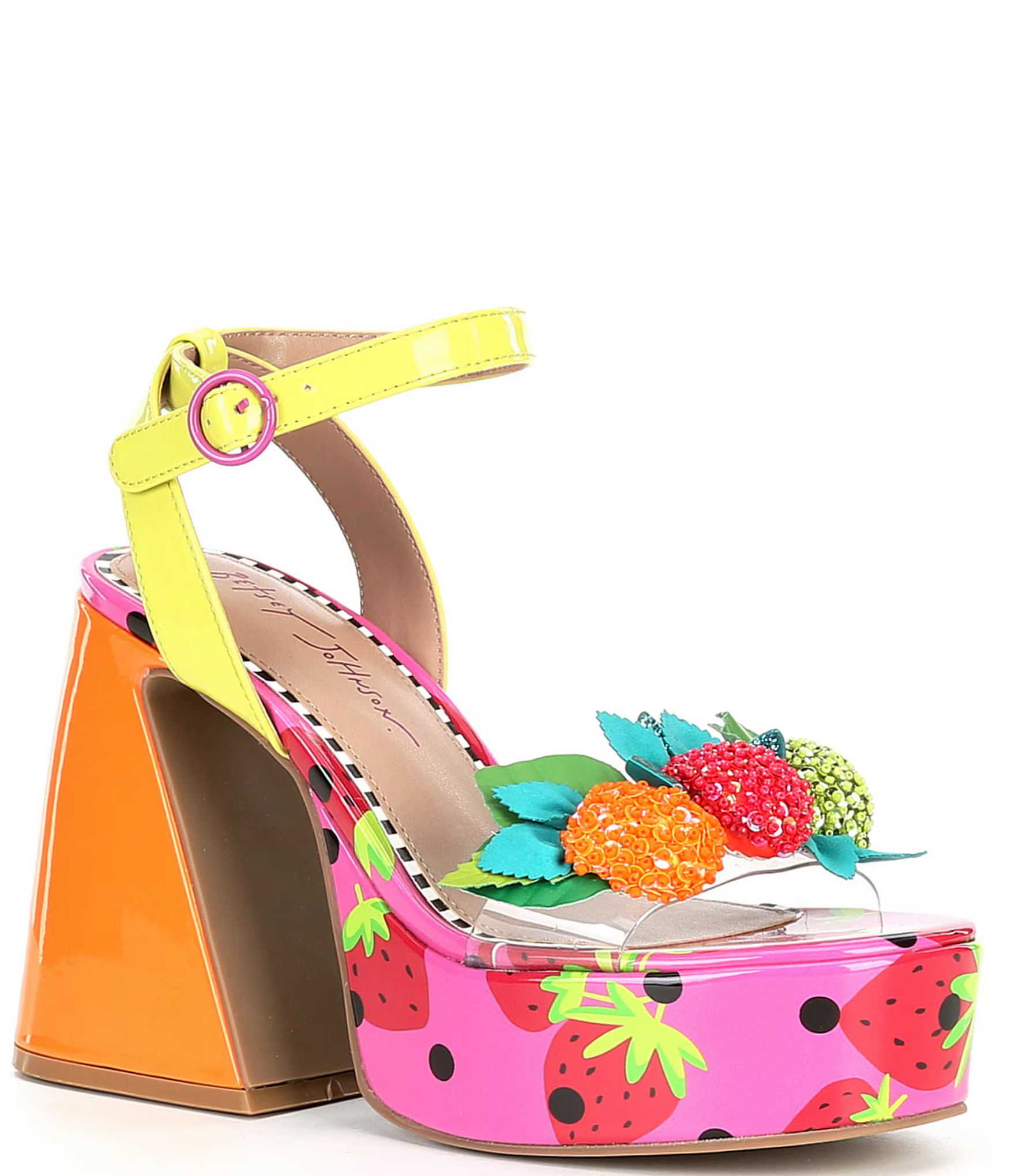 Sprite Strawberry Print Platform Block Heel Sandals | Dillard's