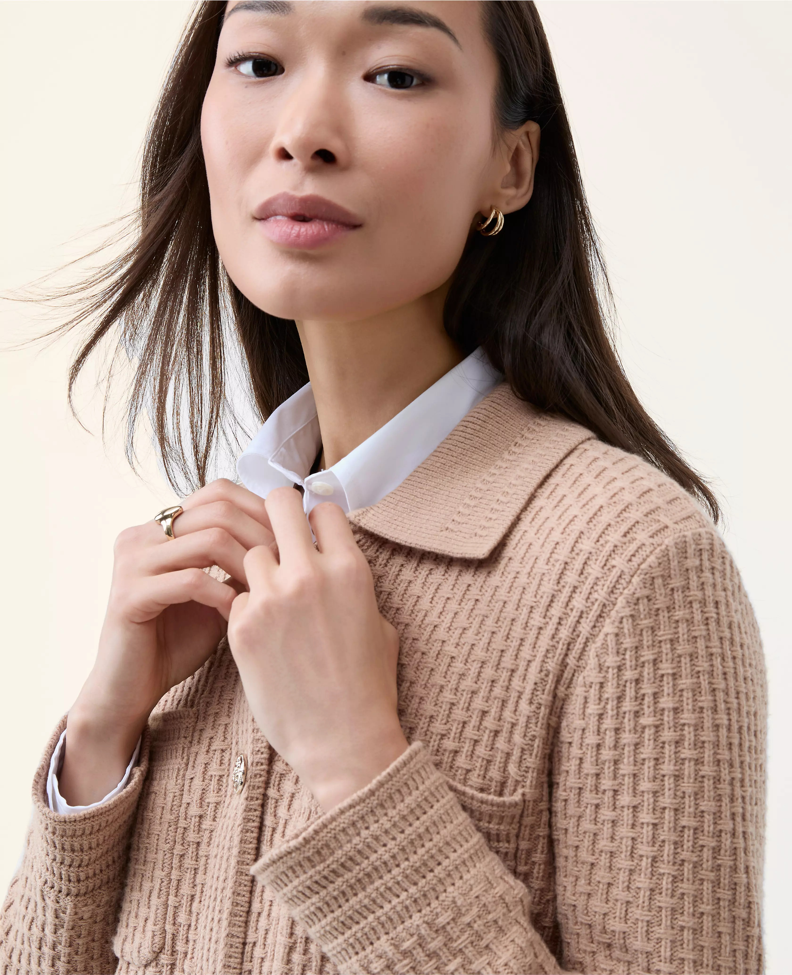 Textured Stitch Sweater Jacket | Ann Taylor