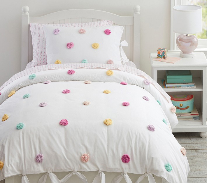 Zoey Pom-Pom Duvet Cover & Shams | Pottery Barn Kids
