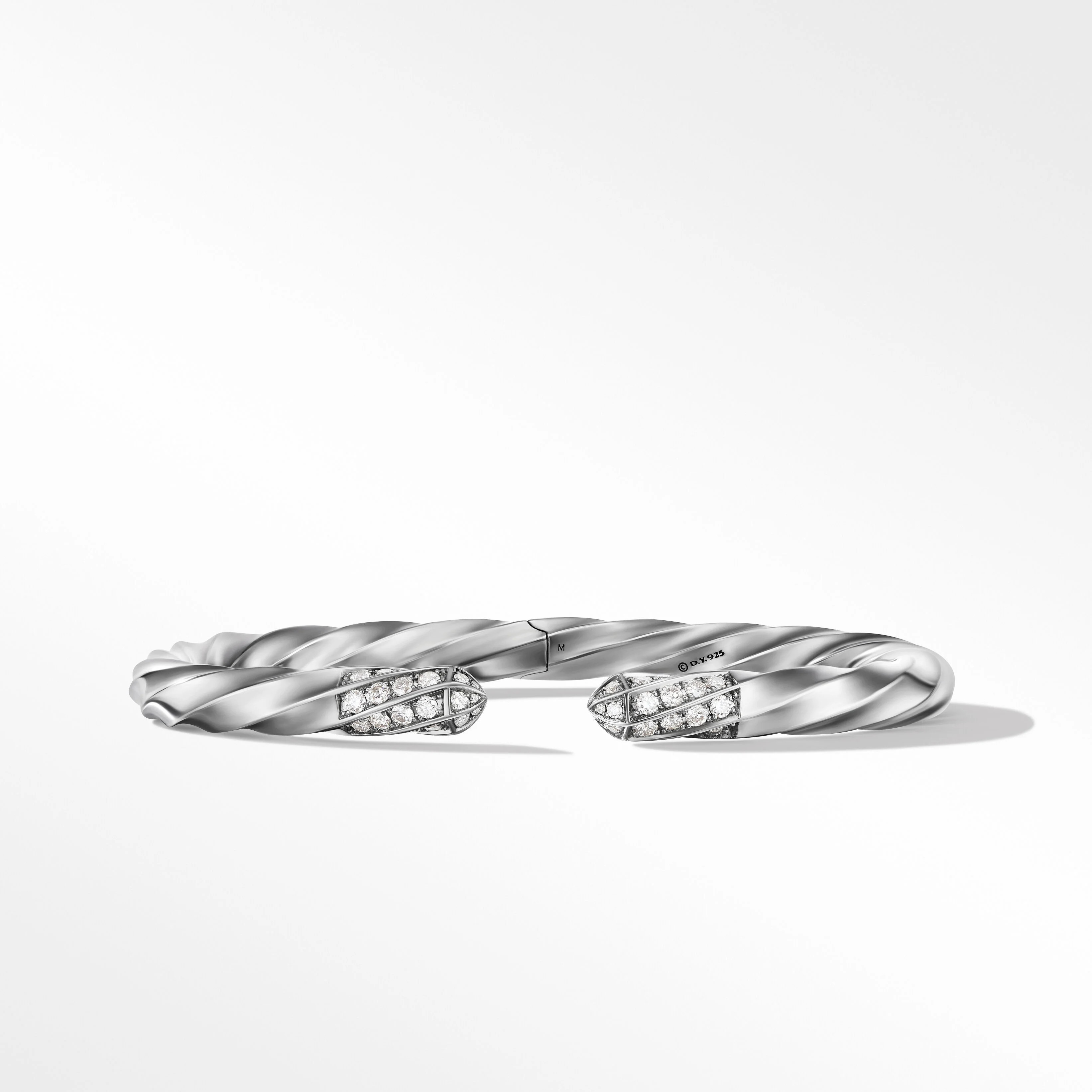 Cable Edge® Bracelet in Recycled Sterling Silver with Pavé Diamonds | David Yurman