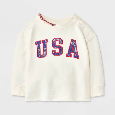 Baby 4th of July Crewneck Sweatshirt - Cat & Jack™ Cream 3-6M | Target
