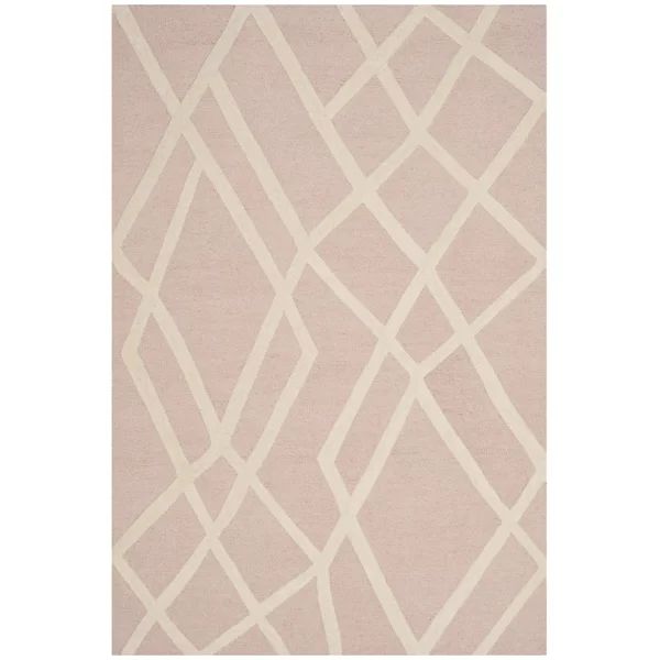 Krystyna Geometric Handmade Tufted Wool Pink Area Rug | Wayfair North America