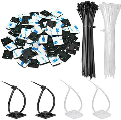 140 Pack Zip Tie Adhesive Mounts Self Adhesive 3M Cable Tie Base Holders with Multi-Purpose Tie w... | Amazon (US)