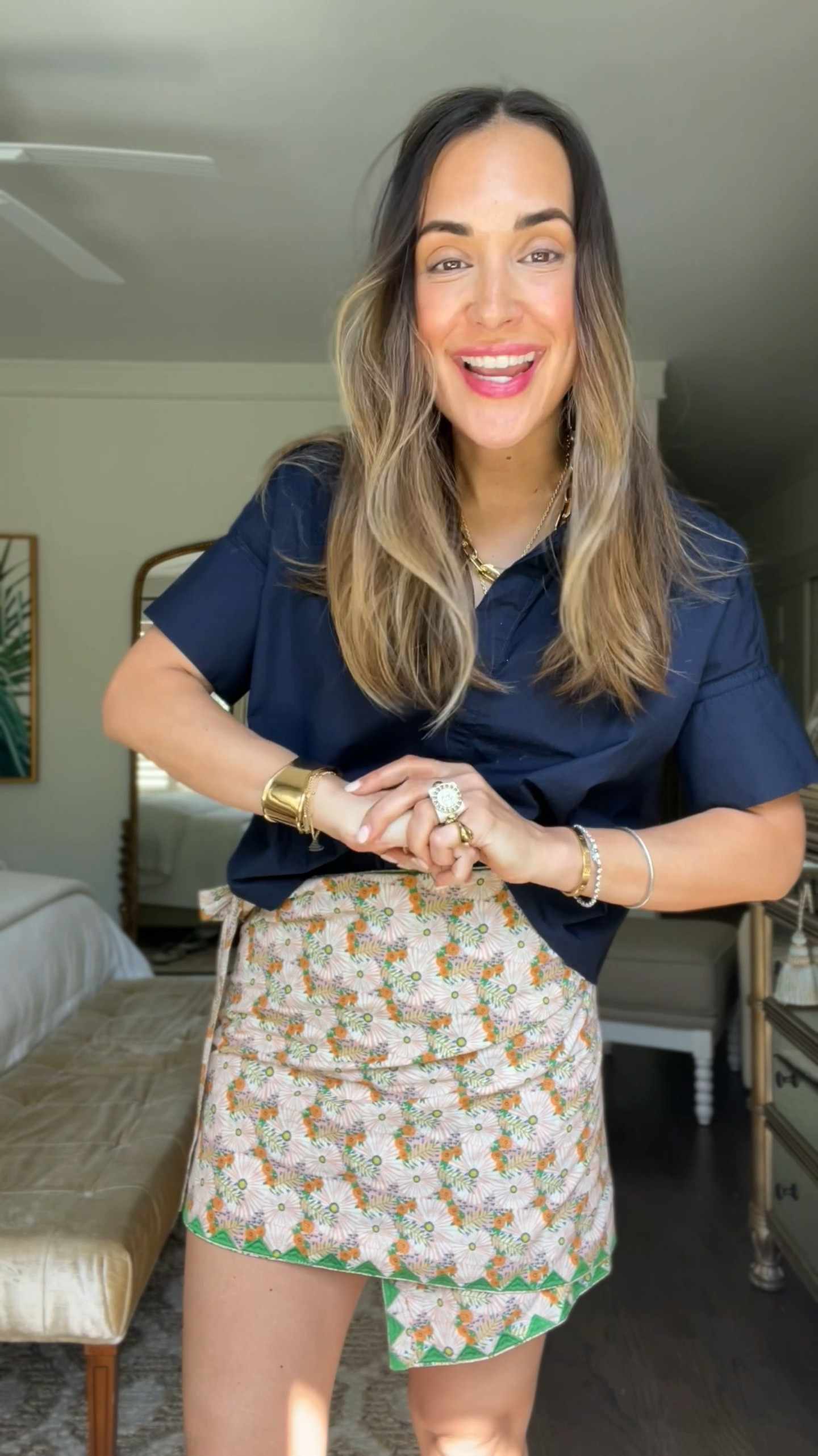 Cropped collared shirt and sarong 