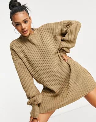I Saw It First knitted jumper dress in mocha | ASOS (Global)