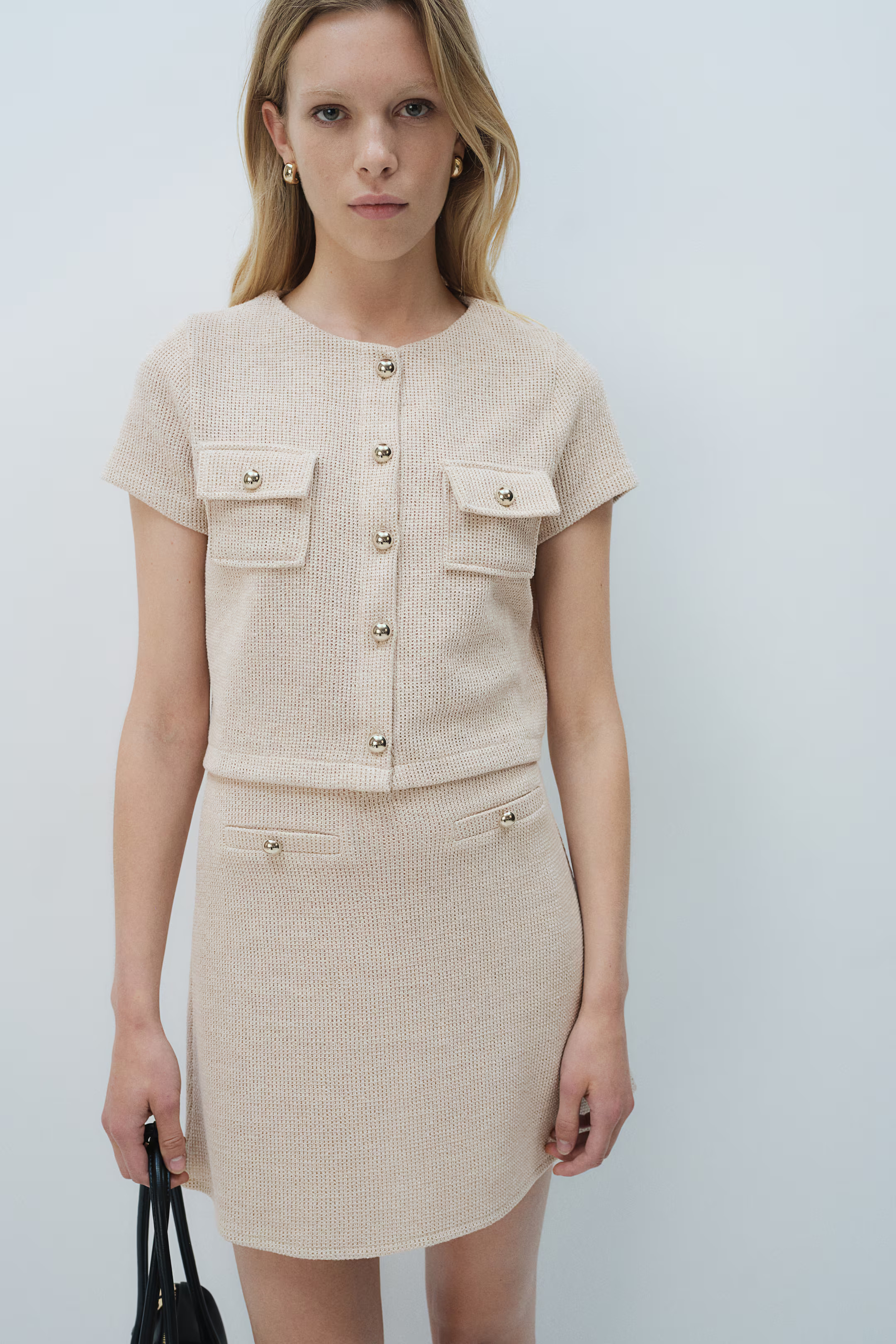 Textured-knit mini skirt | H&M (UK, MY, IN, SG, PH, TW, HK)