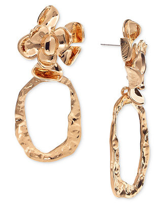 Gold-Tone Flower & Open Oval Statement Earrings, Exclusively at Macy's | Macy's