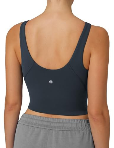 Colorfulkoala Dreamlux Womens Padded Sports Bra High Neck U-Back Yoga Running Workout Athletic Tank Top with Removable Cups(M, Blue Ink) | Amazon (US)