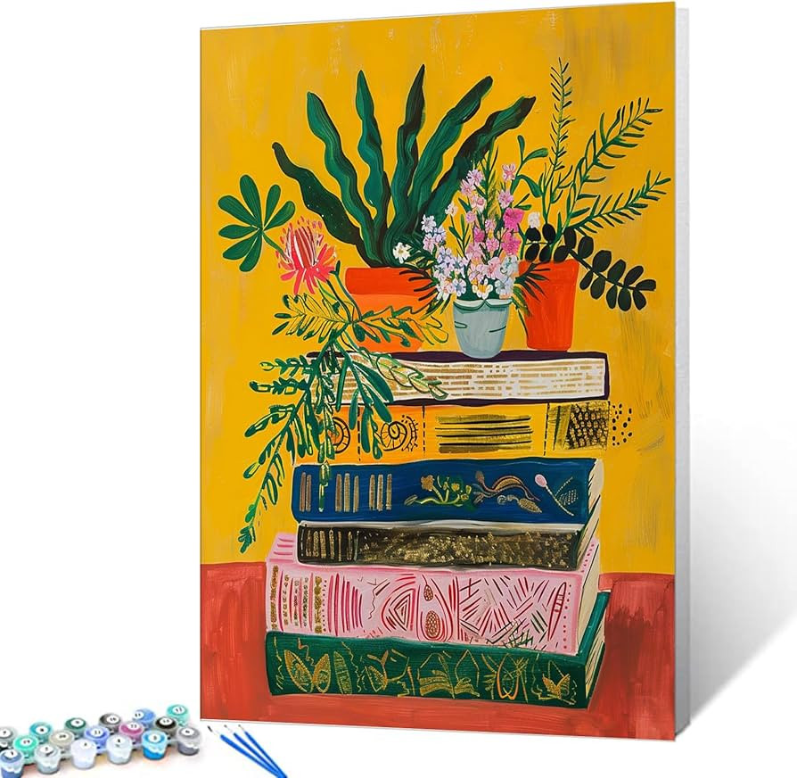 Book Paint by Numbers Kits for Adult Beginners,Boho Paint by Numbers Vintage Digital Oil Painting... | Amazon (US)
