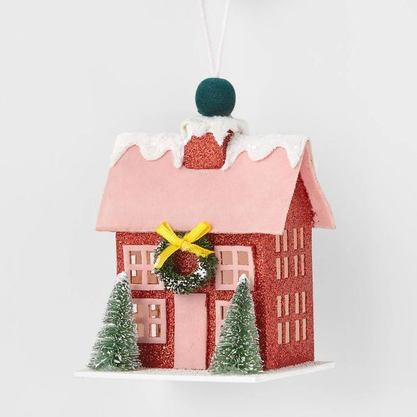 Paper Sparkle A-Frame House Christmas Tree Ornament Pink - Wondershop™ | Target