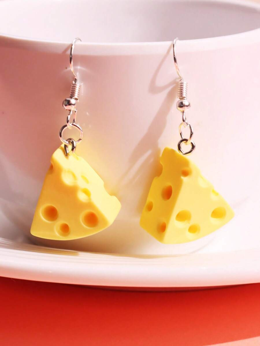 1pair Creative Cute Funny Imitation Cheese Dangle Earrings For Women | SHEIN