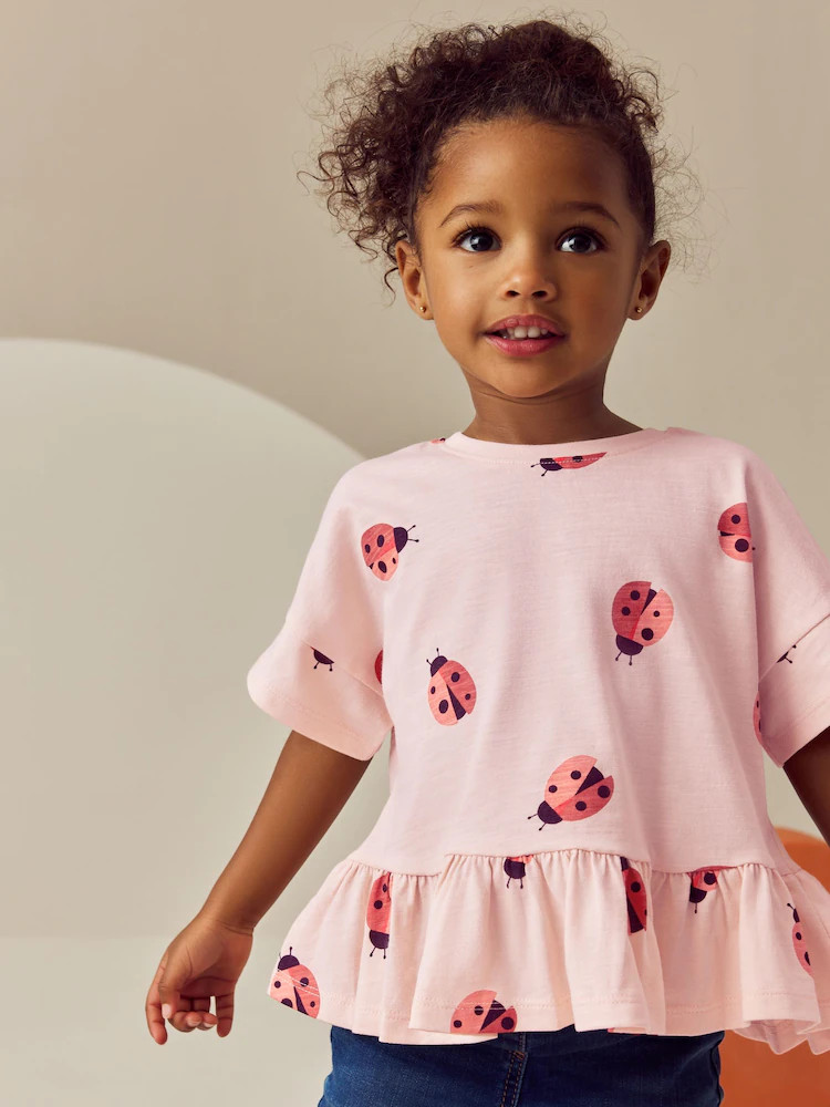Pink Ladybird Short Sleeve Peplum T-Shirt (3mths-7yrs) | Next US