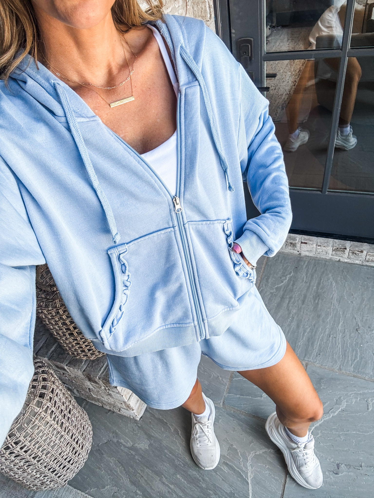 Ruffle hoodie🩵

#LTKgrwm #LTKootd #LTKActive