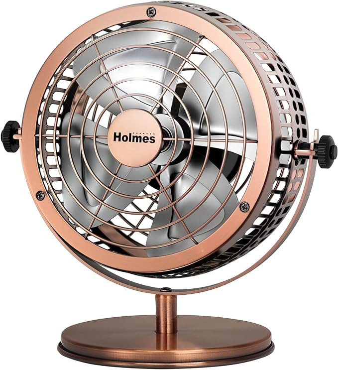 HOLMES 6" Heritage Table Fan, 2 Speeds, 4 Blades, Adjustable 145° Head Tilt, Metal Construction,... | Amazon (US)