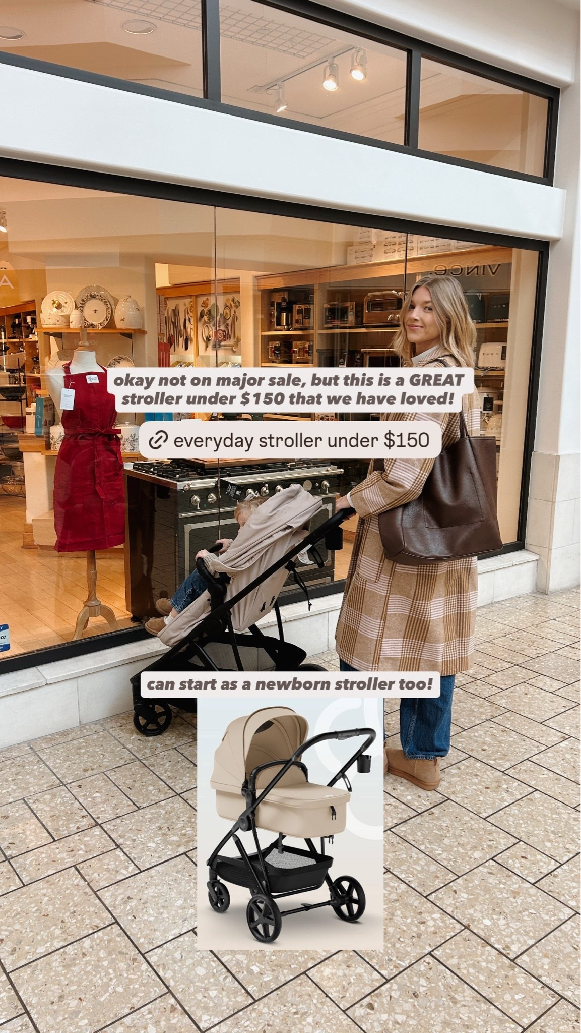 Obsessed with this stroller under $150! Can start as a newborn stroller too 🙌 Has lasted us well over a year now and still like new!