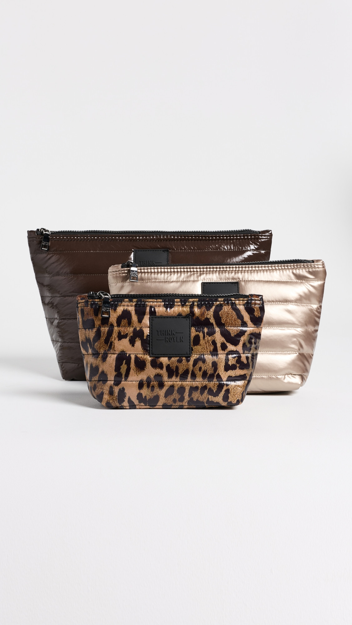 Think Royln Travel Trio Pouches Glossy Chocolate/Pearl Cashmere One Size | Shopbop