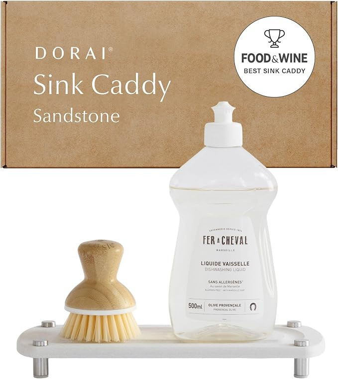 Dorai Home Stone Kitchen Sink Caddy - Diatomaceous Earth Sink Tray with Stainless Steel Feet, Wat... | Amazon (US)