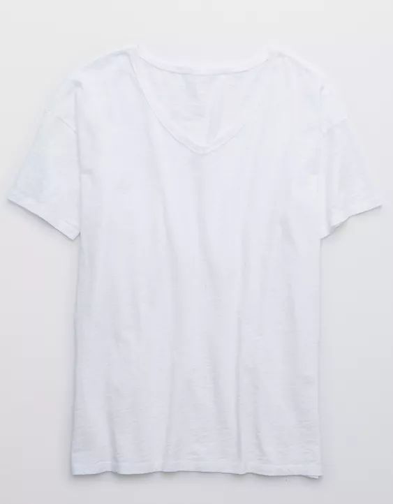 Aerie Distressed Basic V-Neck Boyfriend T-Shirt | Aerie