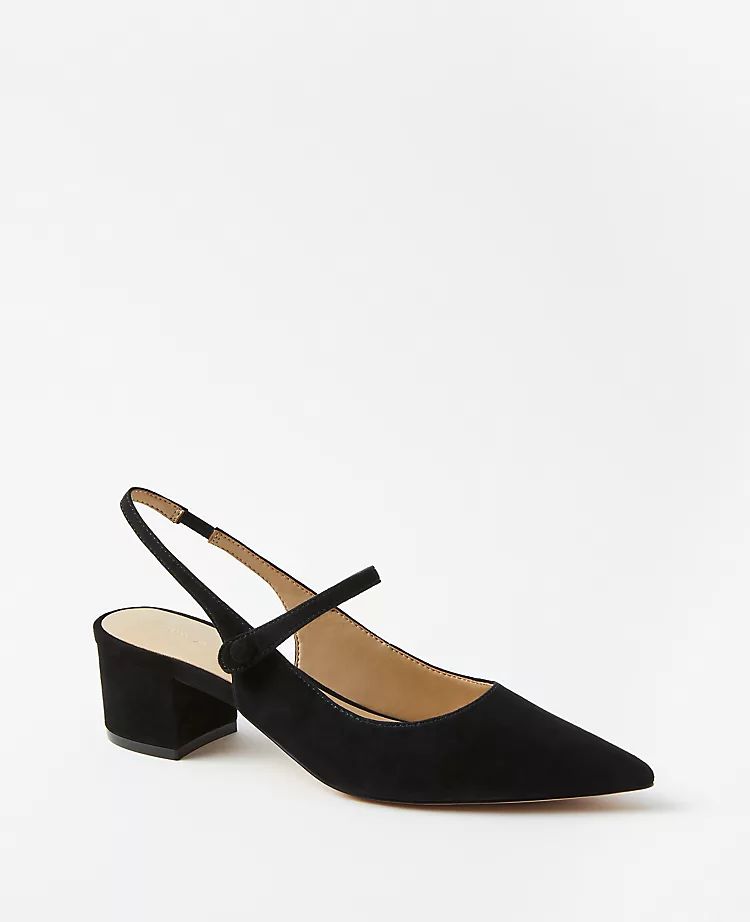 Suede Mary Jane Slingback Pumps | Ann Taylor (US)